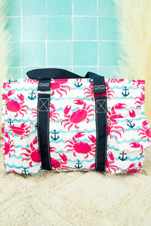 Crab Island Utility Tote with Navy Trim