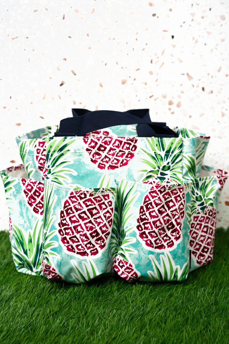 Pineapple Punch Organizing Tote with Navy Trim