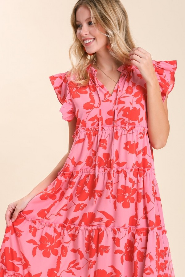 Floral Print Pink on Pink Dress