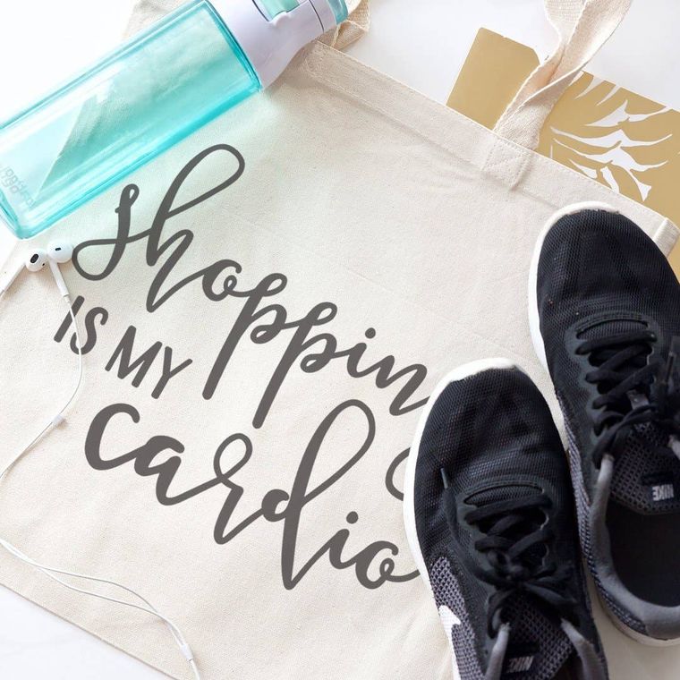 Shopping is my Cardio Canvas Tote